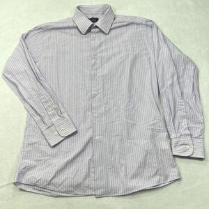 Dockers Men's Medium (15-15 1/2) Fitted Purple Striped Button Front Dress Shirt